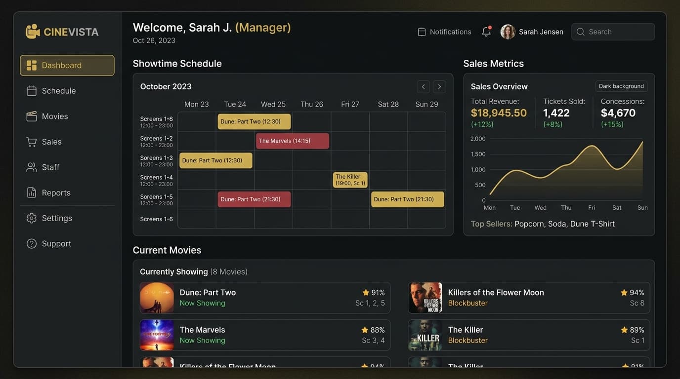 Cinema Showtimes & Sales Dashboard